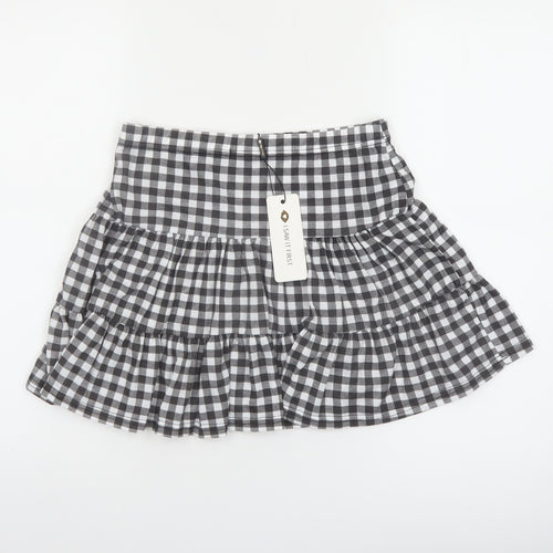 I Saw It First Womens Black Check Pleated Short Skirt Size 12
