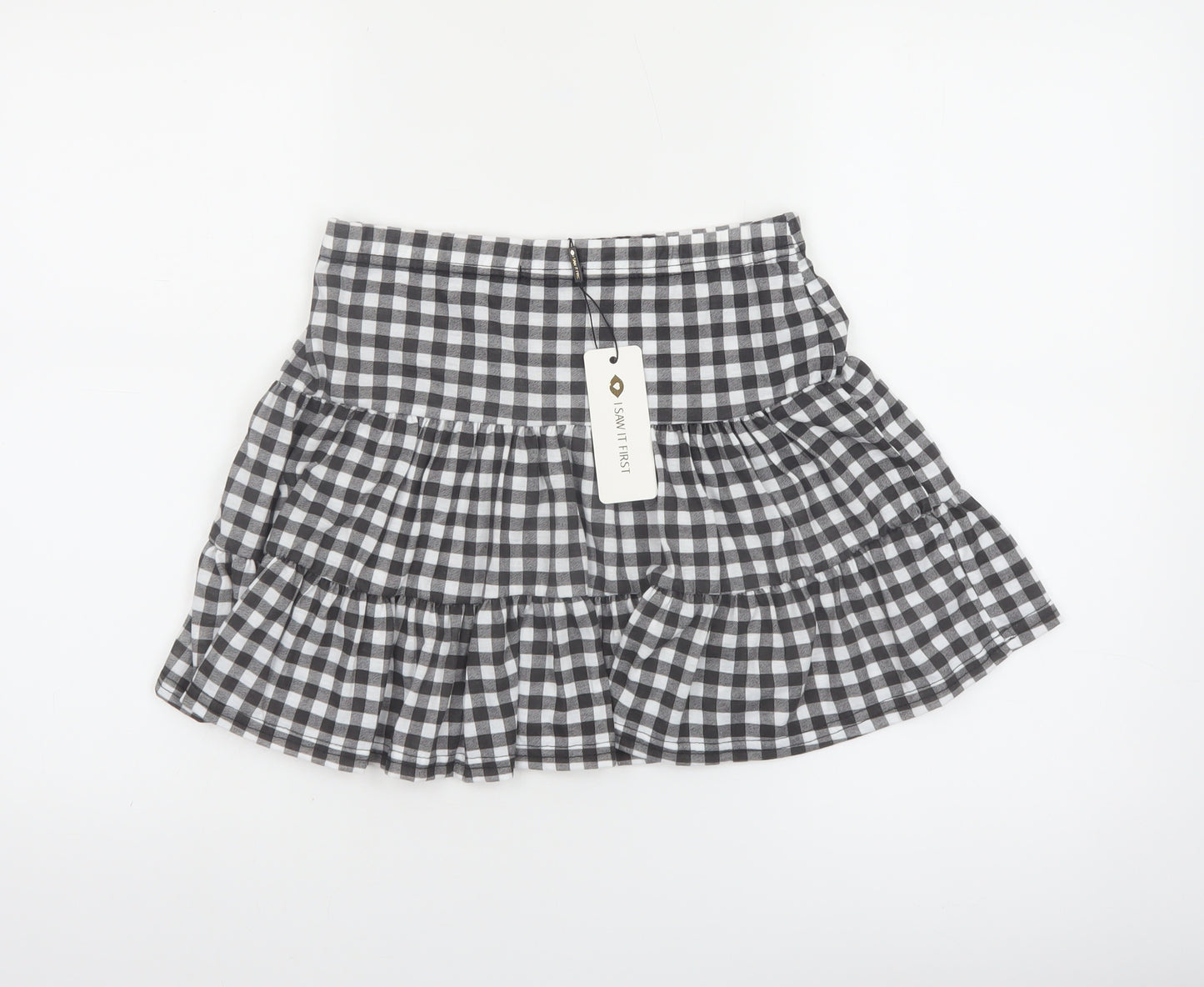 I Saw It First Womens Black Check Pleated Short Skirt Size 12