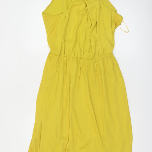 Zara Women Yellow Halter Knee Length Dress Size 12 Polyester