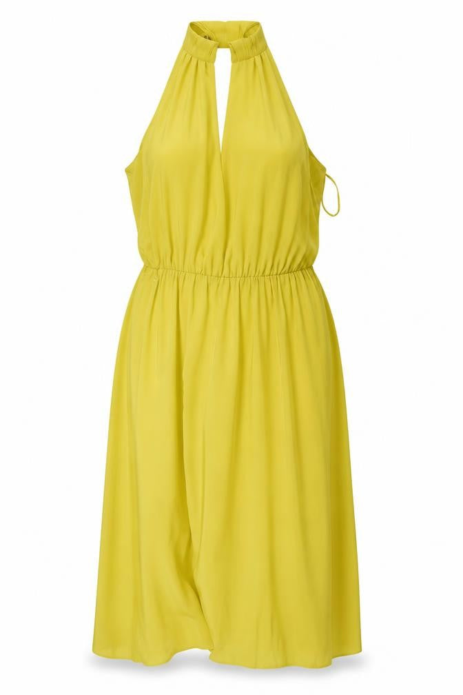 Zara Women Yellow Halter Knee Length Dress Size 12 Polyester