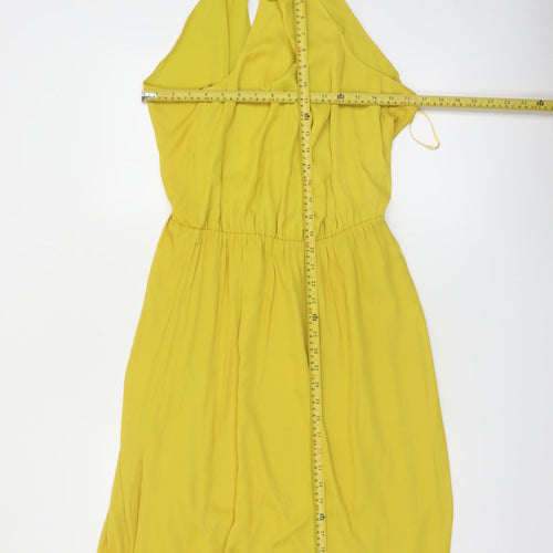 Zara Women Yellow Halter Knee Length Dress Size 12 Polyester