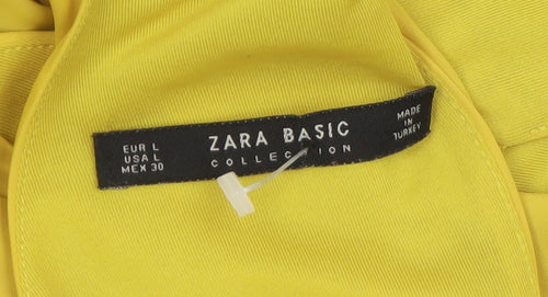 Zara Women Yellow Halter Knee Length Dress Size 12 Polyester