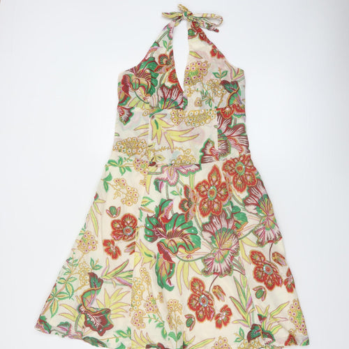 Great Plains Women's Multicoloured Floral Halterneck Cotton Dress M