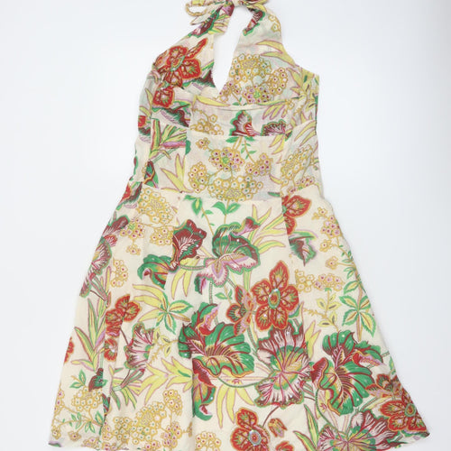 Great Plains Women's Multicoloured Floral Halterneck Cotton Dress M