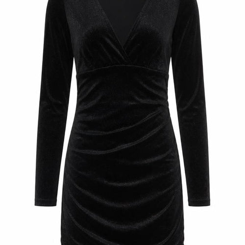 H&M Divided Women’s Black Velvet Bodycon Dress XS Long Sleeve Party