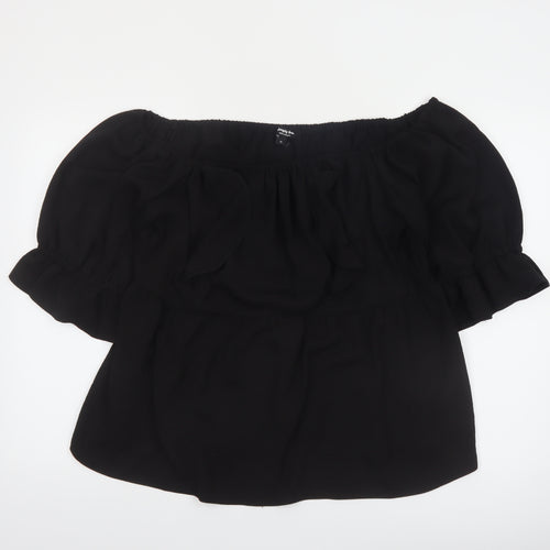 Simply Be Women's Black Off Shoulder Ruffle Tunic Blouse Size 18