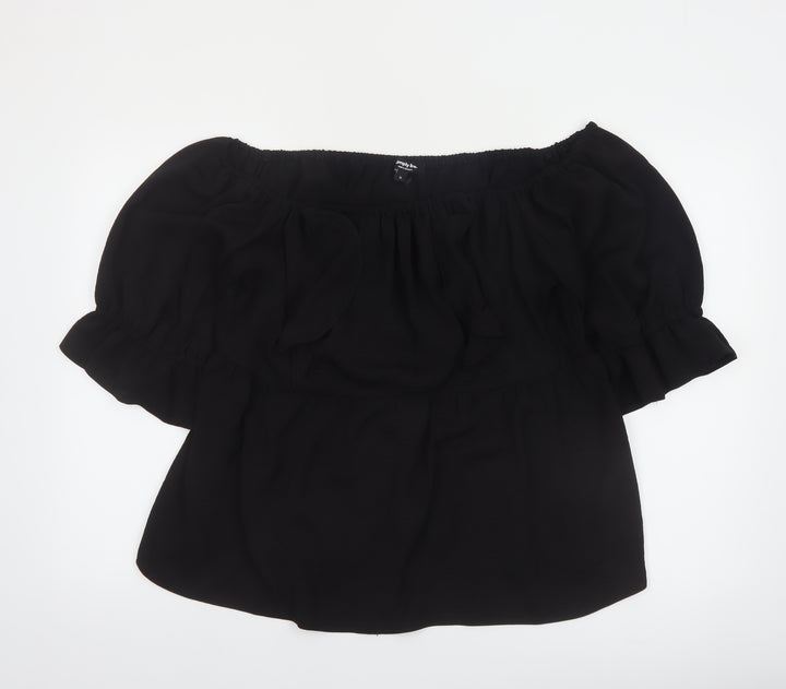Simply Be Women's Black Off Shoulder Ruffle Tunic Blouse Size 18