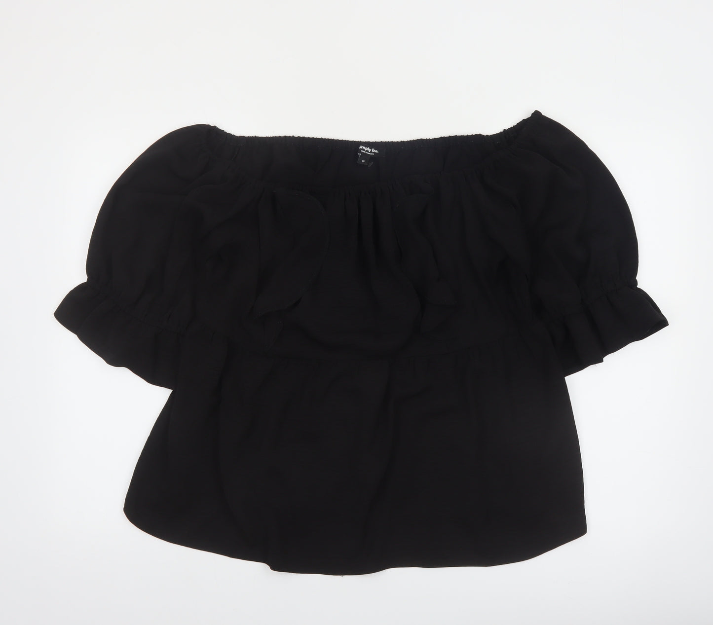 Simply Be Women's Black Off Shoulder Ruffle Tunic Blouse Size 18