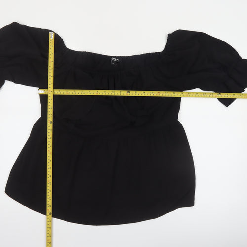 Simply Be Women's Black Off Shoulder Ruffle Tunic Blouse Size 18