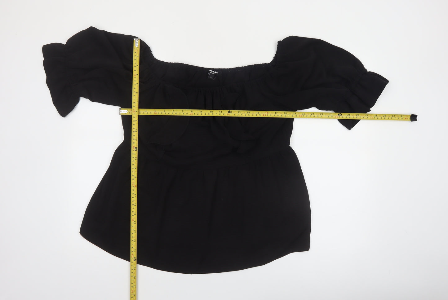 Simply Be Women's Black Off Shoulder Ruffle Tunic Blouse Size 18