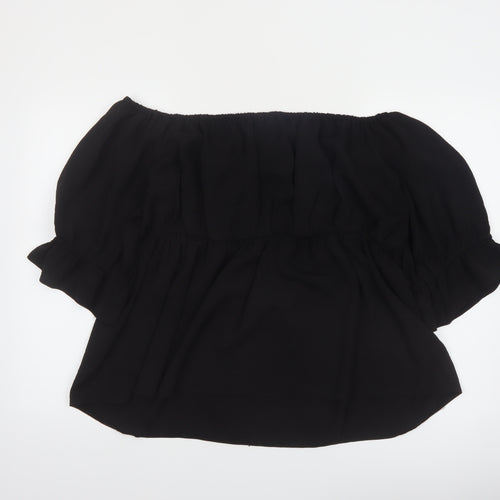 Simply Be Women's Black Off Shoulder Ruffle Tunic Blouse Size 18