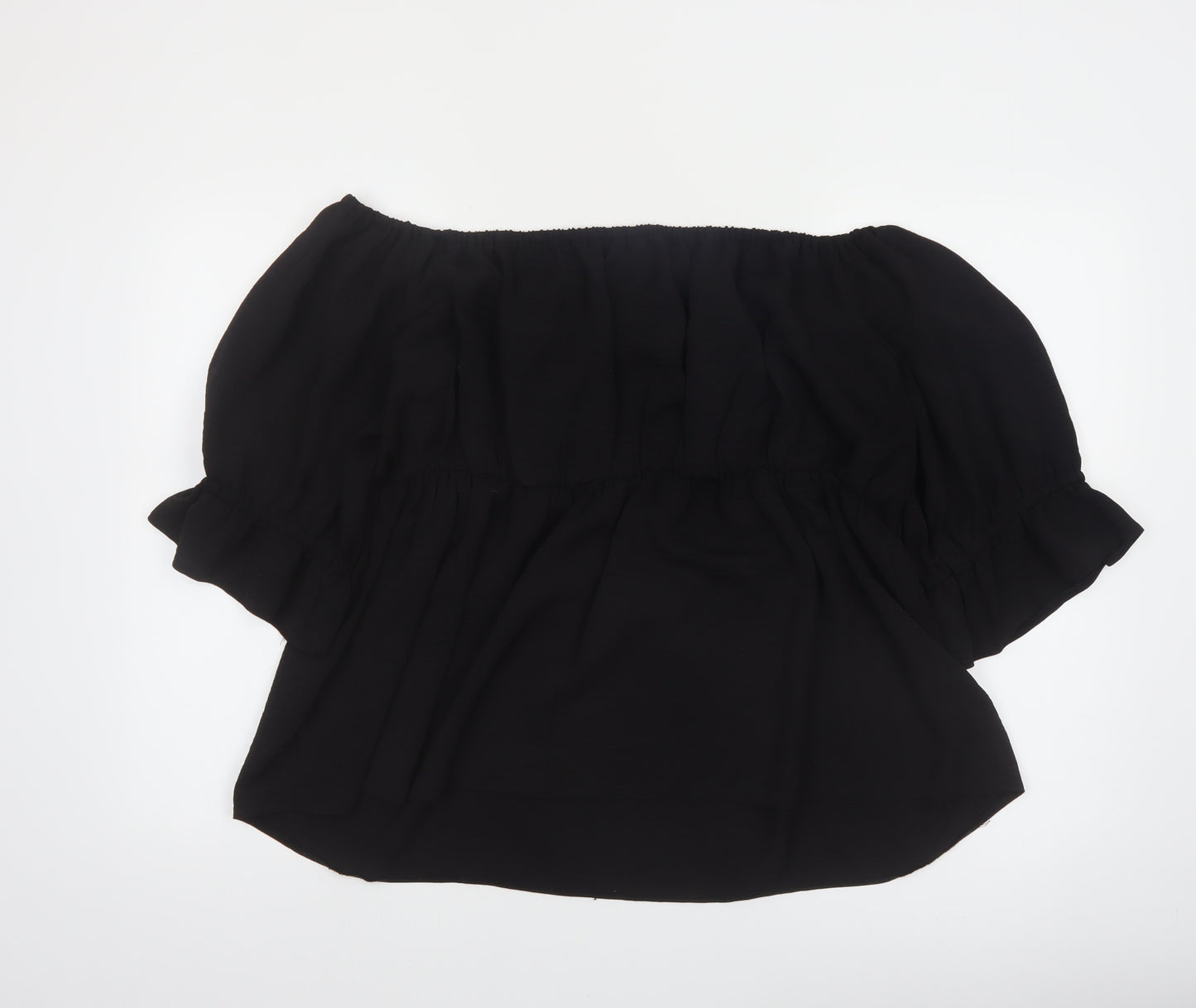 Simply Be Women's Black Off Shoulder Ruffle Tunic Blouse Size 18