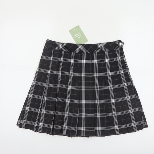 H&M Divided Women's Black Check Pleated Short Skirt Size 10