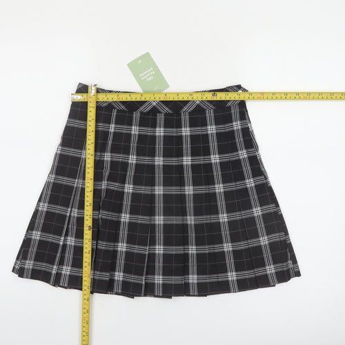 H&M Divided Women's Black Check Pleated Short Skirt Size 10