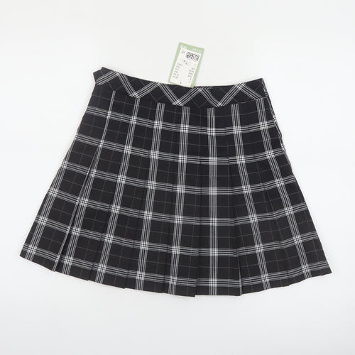 H&M Divided Women's Black Check Pleated Short Skirt Size 10