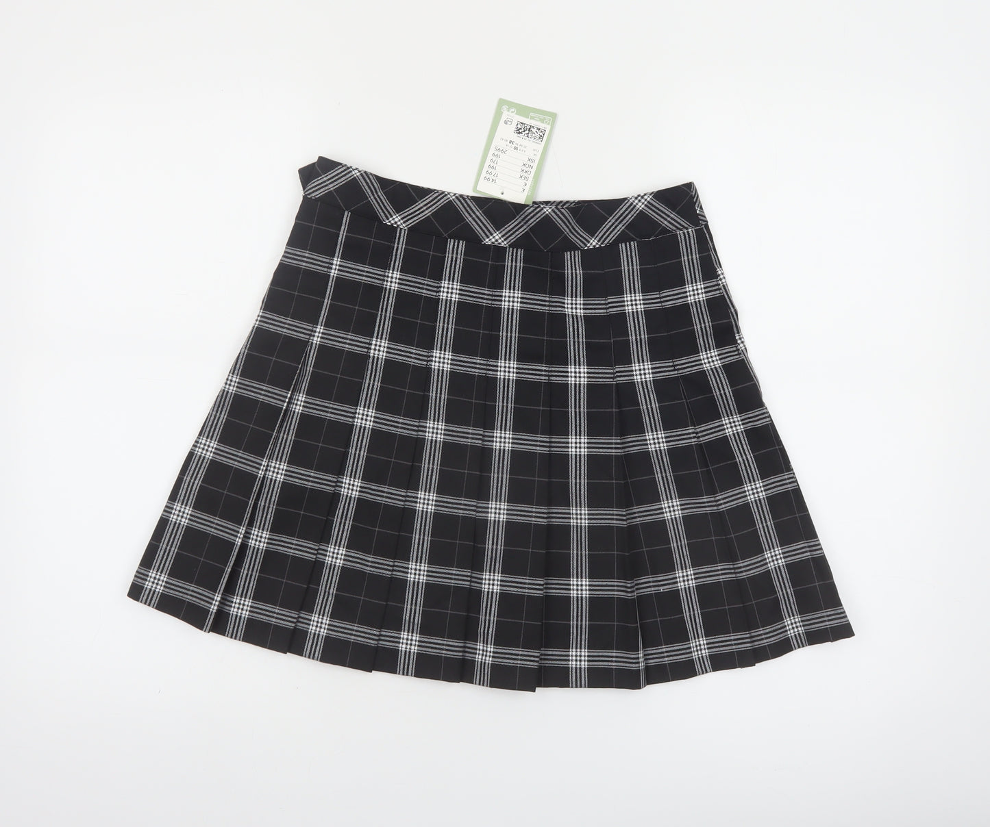 H&M Divided Women's Black Check Pleated Short Skirt Size 10