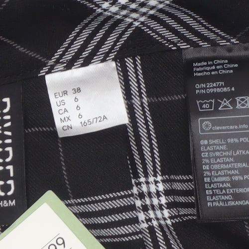 H&M Divided Women's Black Check Pleated Short Skirt Size 10