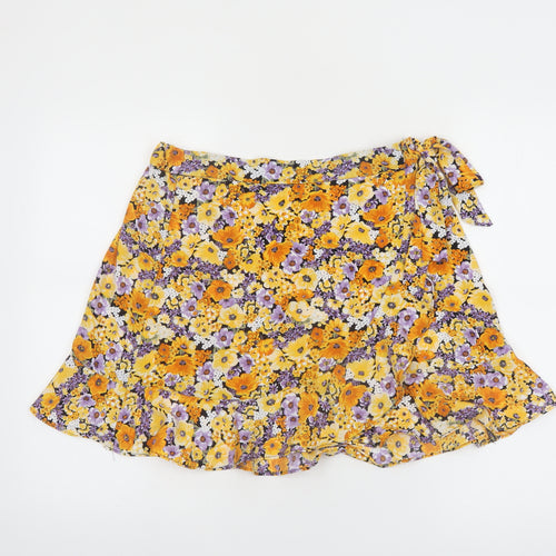 H&M Women’s Multicoloured Floral Wrap Skirt Size 12 Short Lightweight