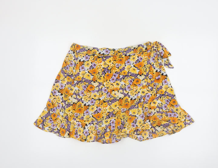 H&M Women’s Multicoloured Floral Wrap Skirt Size 12 Short Lightweight