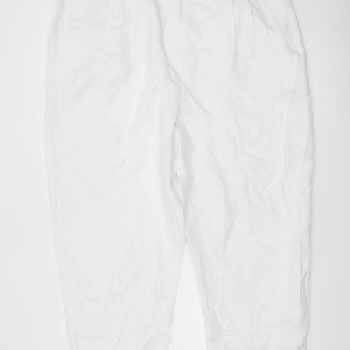 Marks and Spencer Women’s White Linen Tapered Trousers Size 22