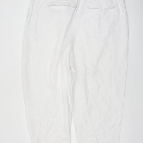Marks and Spencer Women’s White Linen Tapered Trousers Size 22