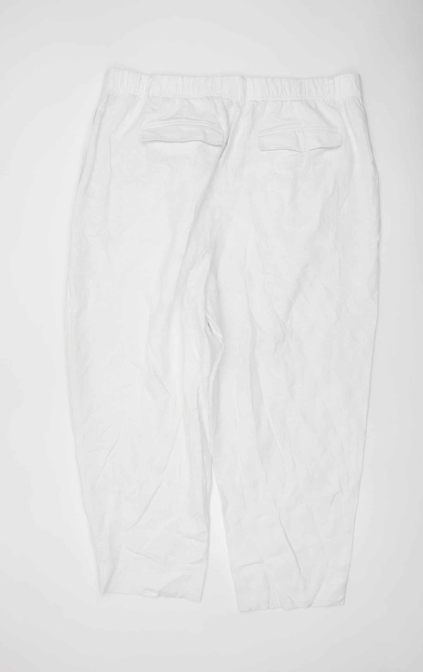 Marks and Spencer Women’s White Linen Tapered Trousers Size 22