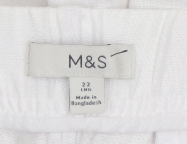 Marks and Spencer Women’s White Linen Tapered Trousers Size 22