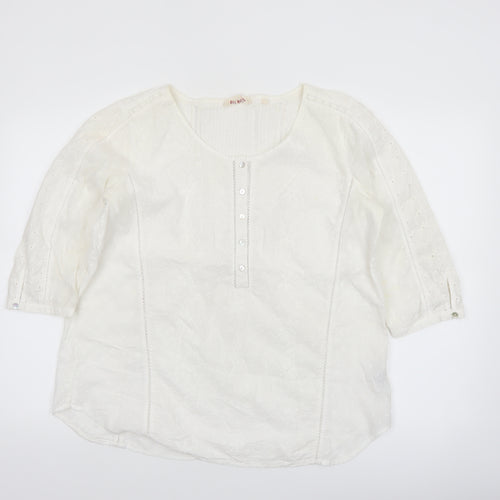 Fat Face Women's White Cotton Tunic Blouse Size 14