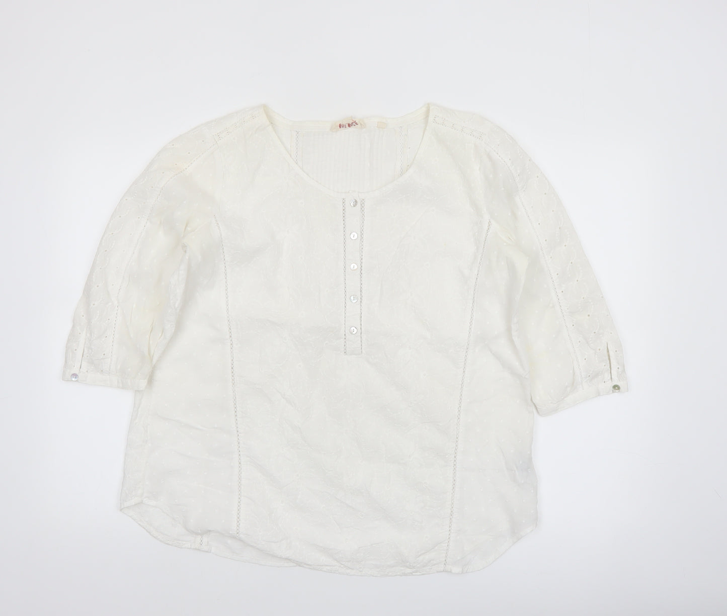 Fat Face Women's White Cotton Tunic Blouse Size 14