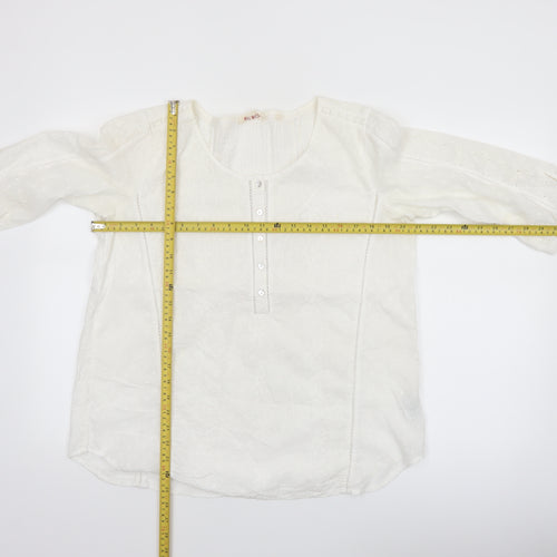 Fat Face Women's White Cotton Tunic Blouse Size 14