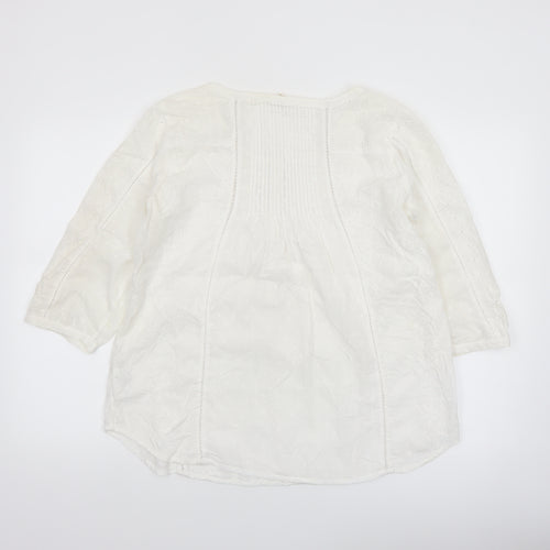 Fat Face Women's White Cotton Tunic Blouse Size 14