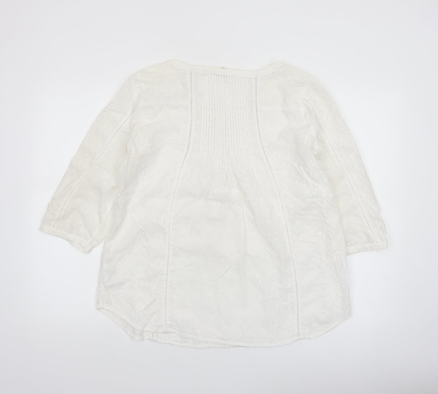 Fat Face Women's White Cotton Tunic Blouse Size 14