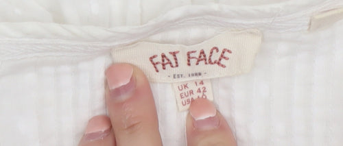 Fat Face Women's White Cotton Tunic Blouse Size 14