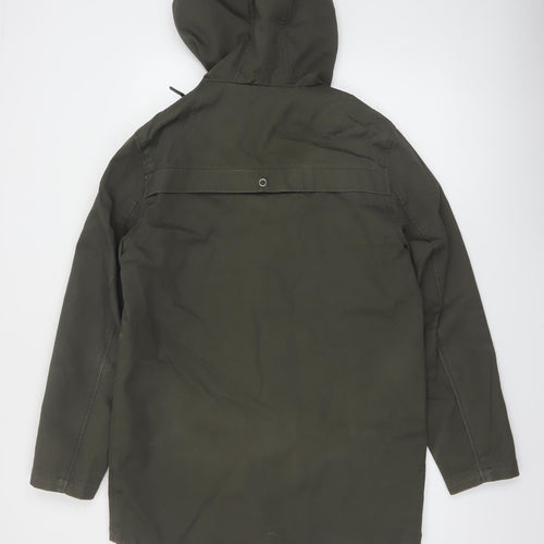 Topman Men's Green Cotton Parka Jacket Coat M Hooded Casual Mid-Length