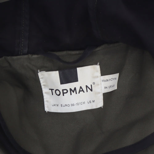 Topman Men's Green Cotton Parka Jacket Coat M Hooded Casual Mid-Length