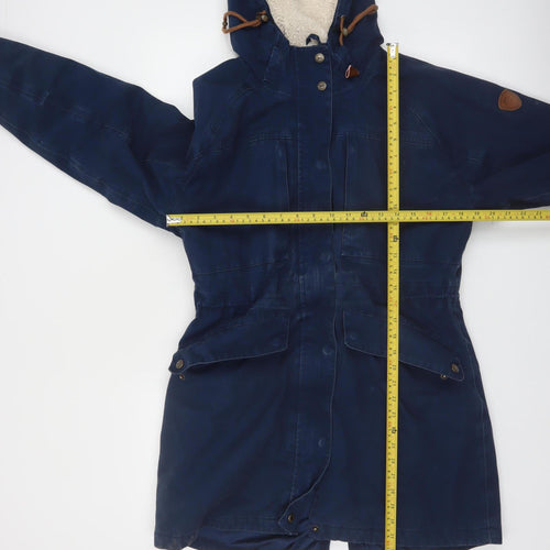 Trespass Womens Blue L Waterproof Hooded Parka Coat Lined UK14