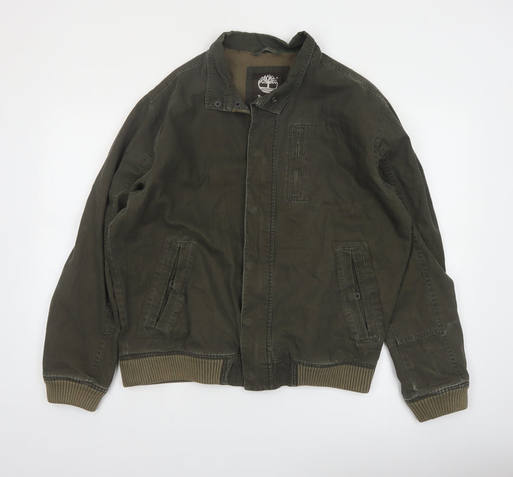 Timberland Men's Green Cotton Bomber Jacket Size M Casual Outdoor