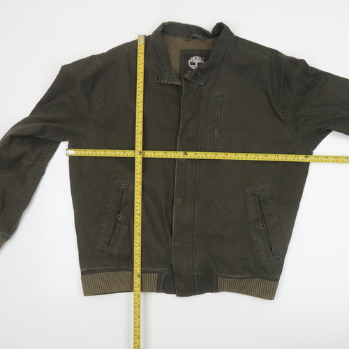 Timberland Men's Green Cotton Bomber Jacket Size M Casual Outdoor