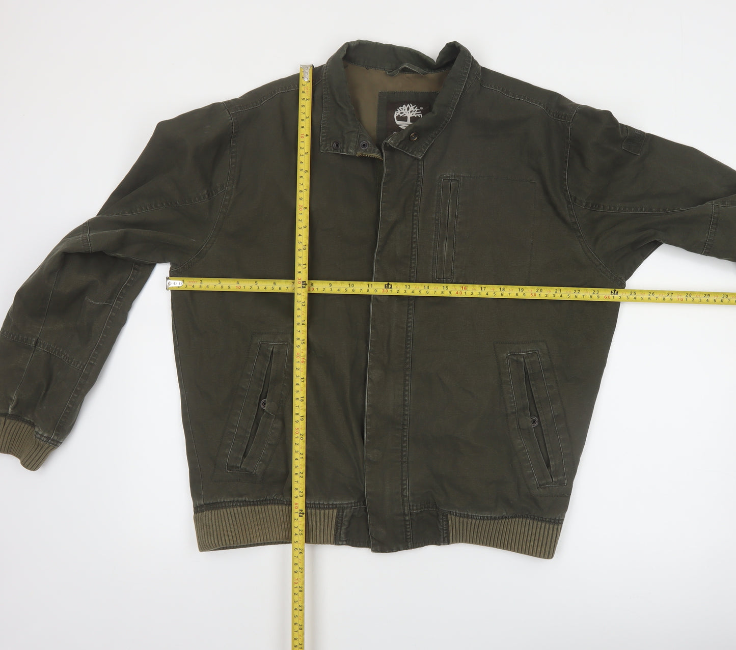 Timberland Men's Green Cotton Bomber Jacket Size M Casual Outdoor