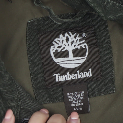 Timberland Men's Green Cotton Bomber Jacket Size M Casual Outdoor