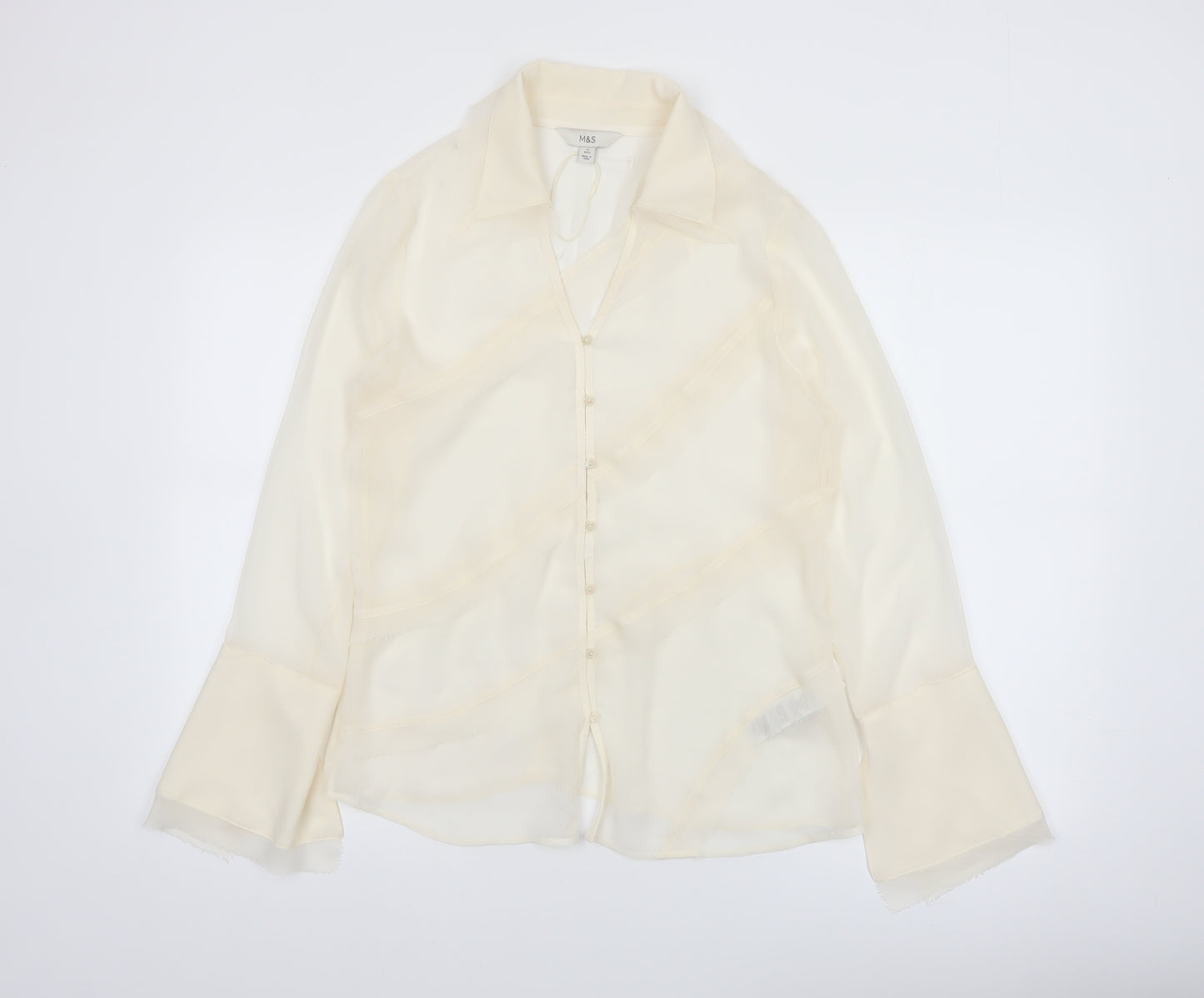 Marks and Spencer Women's Ivory Sheer Chiffon Blouse Size 12