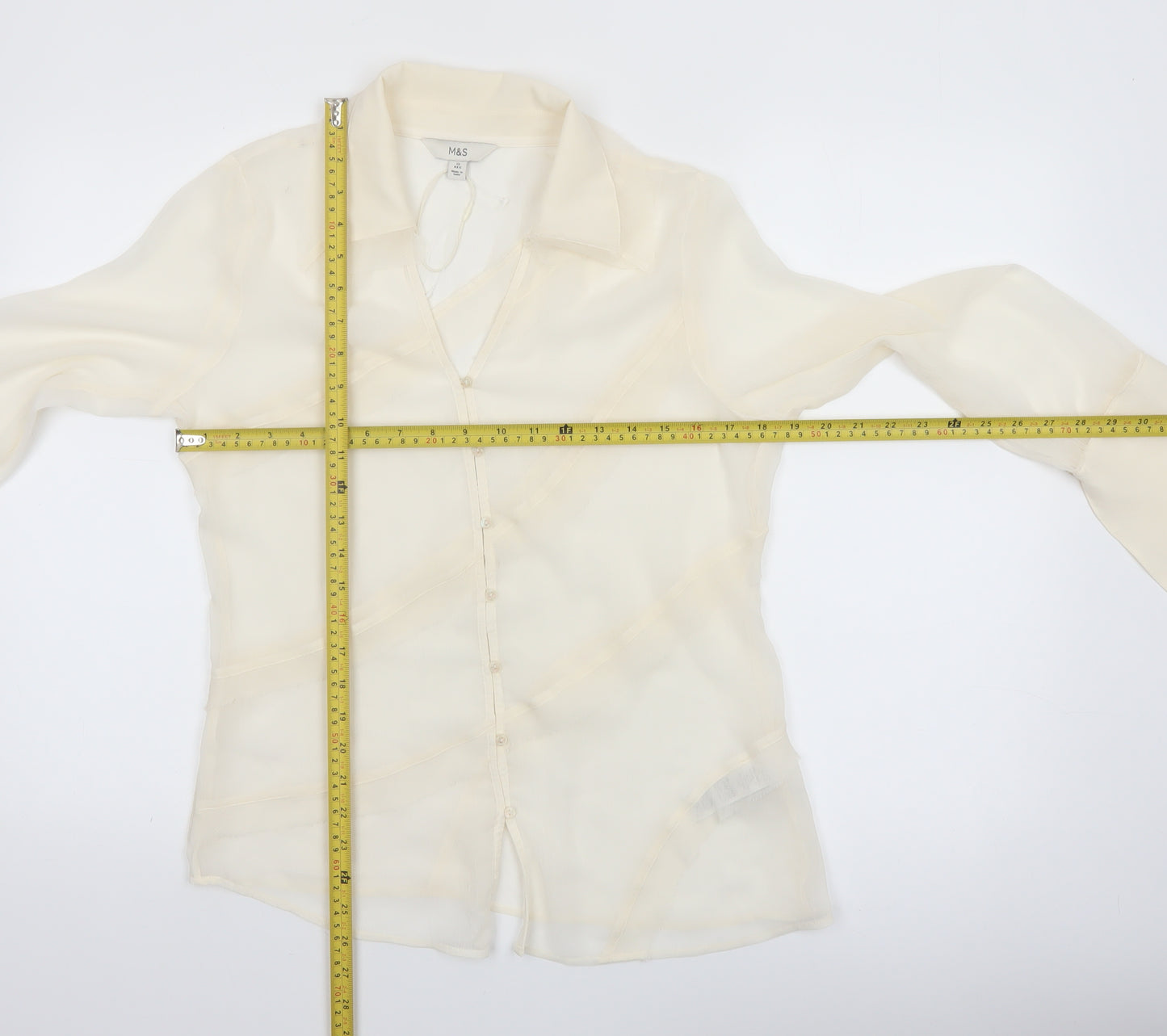 Marks and Spencer Women's Ivory Sheer Chiffon Blouse Size 12