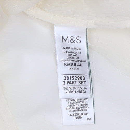Marks and Spencer Women's Ivory Sheer Chiffon Blouse Size 12