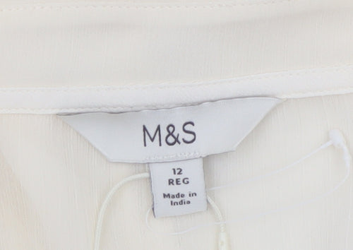 Marks and Spencer Women's Ivory Sheer Chiffon Blouse Size 12