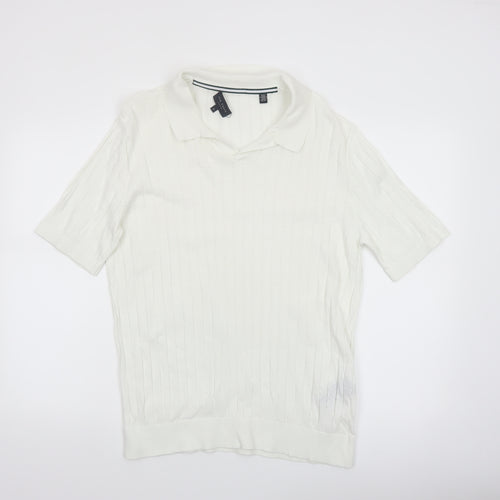 Ted Baker Men's White Cotton Knit Polo Shirt Size L