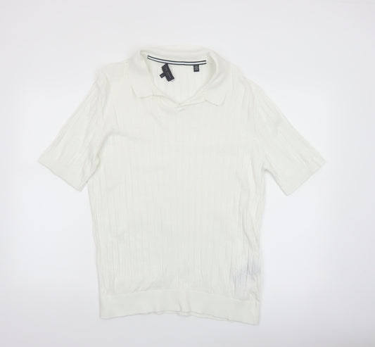 Ted Baker Men's White Cotton Knit Polo Shirt Size L