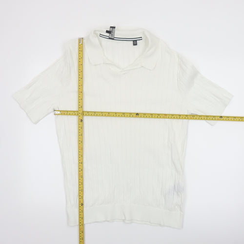 Ted Baker Men's White Cotton Knit Polo Shirt Size L