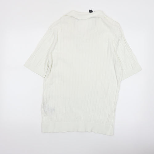 Ted Baker Men's White Cotton Knit Polo Shirt Size L