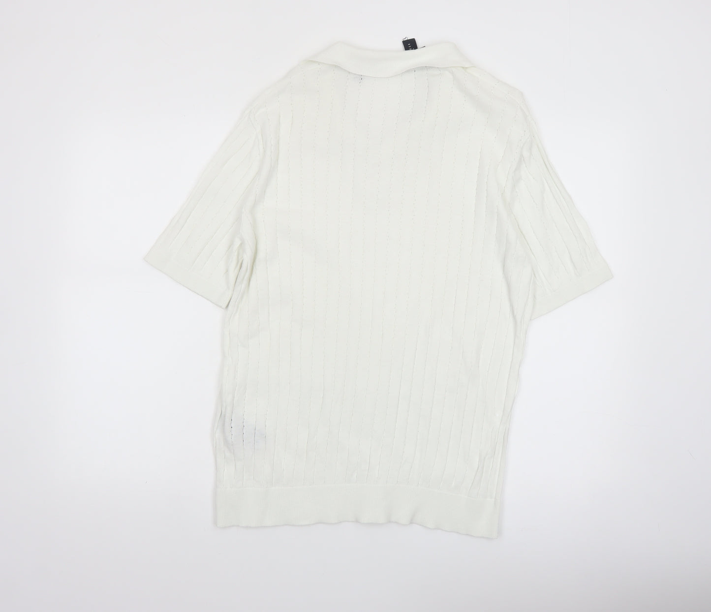 Ted Baker Men's White Cotton Knit Polo Shirt Size L
