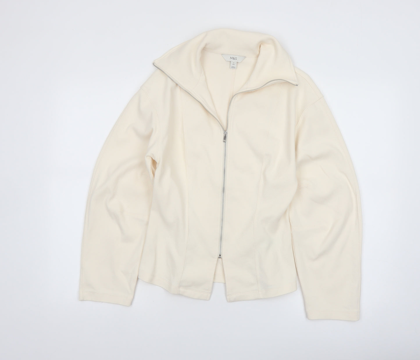 Marks and Spencer Women's Ivory Cotton Blend Zip Jacket Size 8